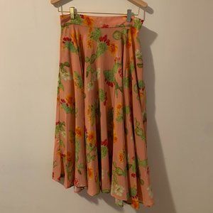 NWT Beatrice Valenzuela Riding Skirt, pink opuntia print  100% silk, never worn
